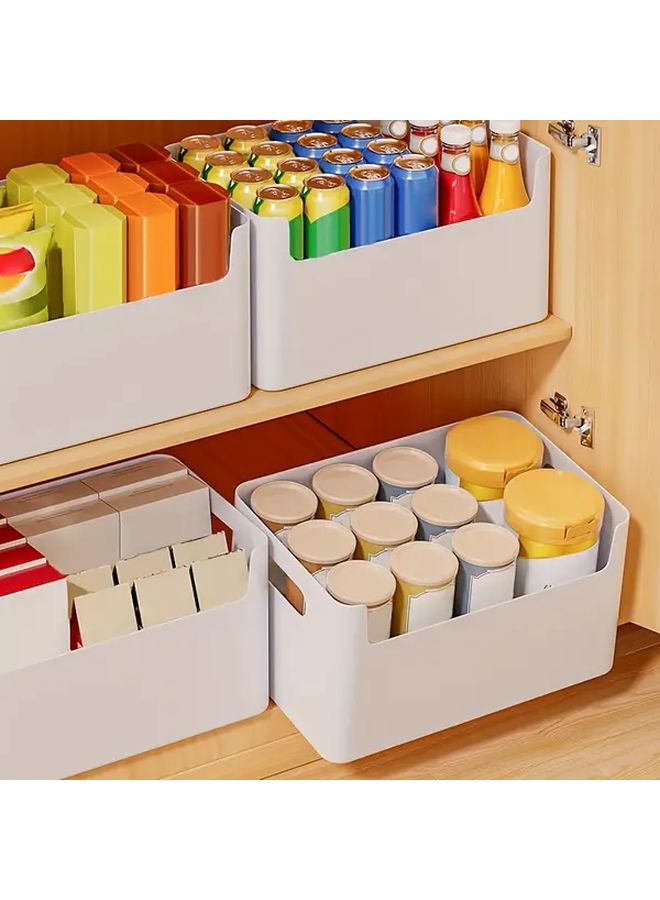 White 7pcs Heavy Duty Plastic Storage Bins Stackable Organizers With Handles - Image 2